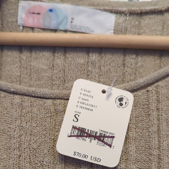 NWT FP Beach Free People Women's Beige Long Sleeve Top Size Small - Picture 2 of 12